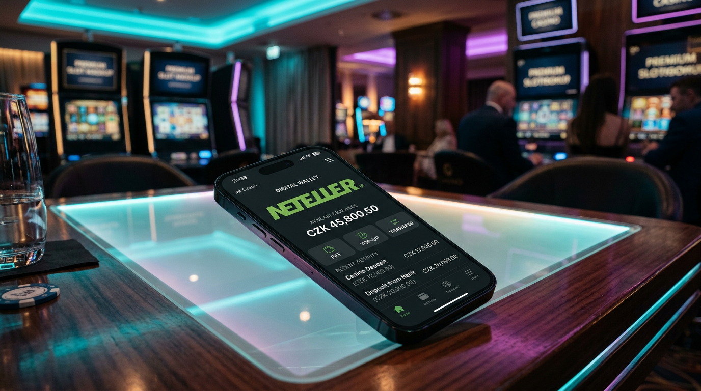 Digitální peněženka Neteller na smartphone v moderním českém online kasinu